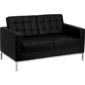 Gec Contemporary Modular Lounge Loveseat - Leather - Black - Hercules Lacey Series ZB-LACEY-831-2-LS-BK-GG